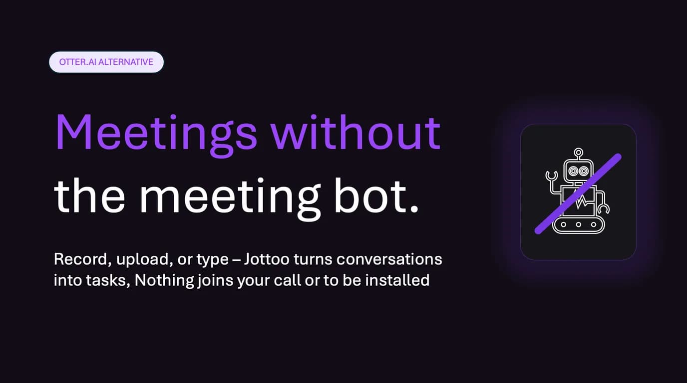 Meetings without the meeting bot — Jottoo, an Otter.ai alternative that records, uploads or types notes without anything joining your call